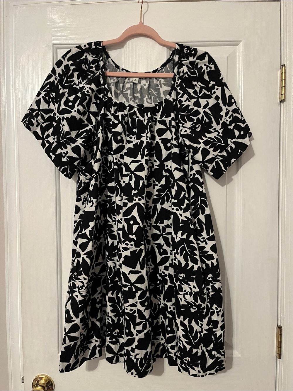 Black & White Floral Swing Mini Dress